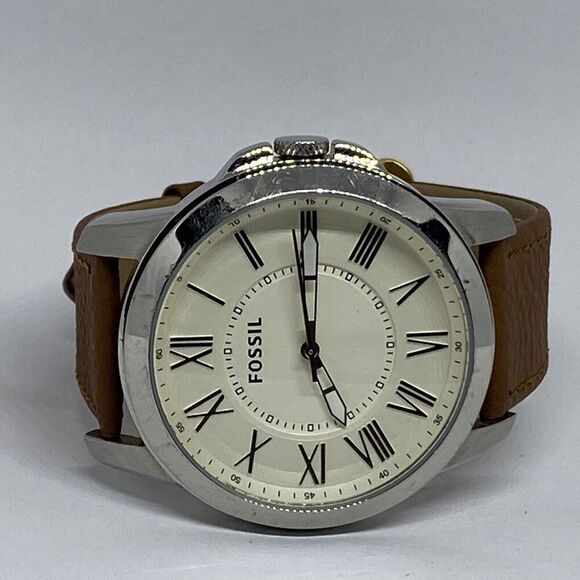 Fossil FS4734 Men's Brown Leather Analog Dial Quartz Genuine Wrist Watch XR810 - Picture 7 of 12